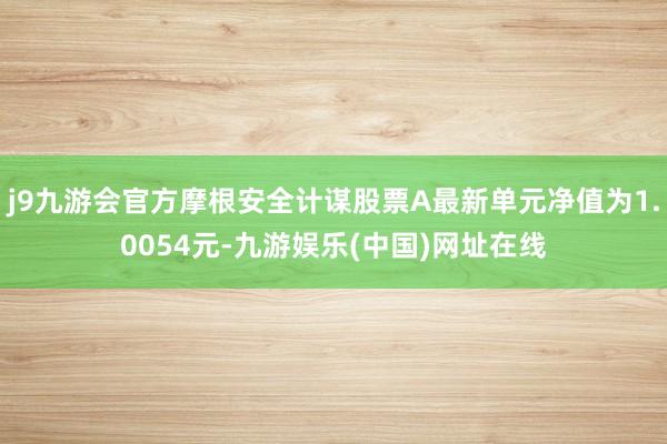 j9九游会官方摩根安全计谋股票A最新单元净值为1.0054元-九游娱乐(中国)网址在线