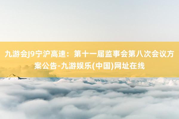 九游会J9宁沪高速：第十一届监事会第八次会议方案公告-九游娱乐(中国)网址在线